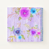 Lila, blumenfarbenes, rustikales Holz Notizblock (Rückseite)