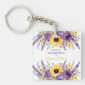 Lila Blumenfeier 60. Geburtstagsfeier Schlüsselanhänger (Vorderseite)