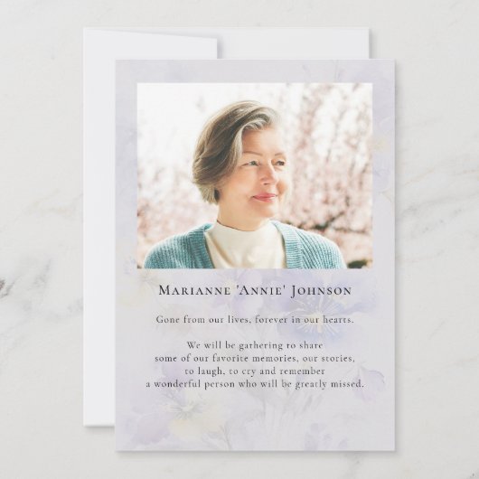 Lila Blumenfeier Einladung (Rückseite)