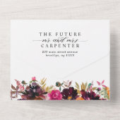 Lila Blumenfeier Foto Hochzeit Wasserfarbe All In One Einladung (Rückseite)