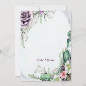 Lila Blumenfolien der Einsatzpartei Einladung (Rückseite)