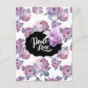 Lila Blumenfrieden/Liebe Postcard Designer Postkarte