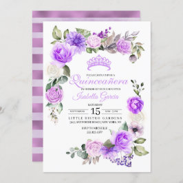 Lila Blumenfrühling Quinceanera Geburtstag Invitat Einladung