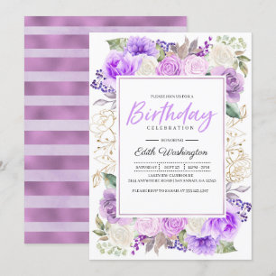 Lila Blumenfrühling zum Geburtstag Einladung