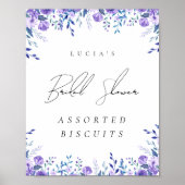 Lila Blumengarten Brautparty Lebensmittelzeichen Poster (Vorne)