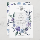 Lila Blumengarten Einladung zur Hochzeit, (Vorne/Hinten)