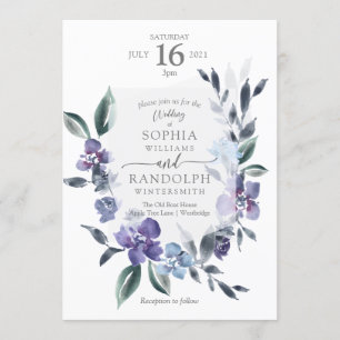 Lila Blumengarten Einladung zur Hochzeit,