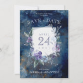 Lila Blumengarten Einladung zur Hochzeit (Vorderseite)