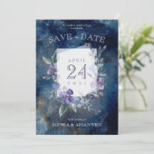 Lila Blumengarten Einladung zur Hochzeit (Stehend Vorderseite)