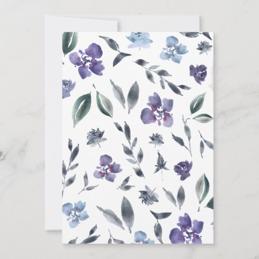 Lila Blumengarten Einladung zur Hochzeit (Rückseite)