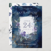 Lila Blumengarten Einladung zur Hochzeit (Vorne/Hinten)