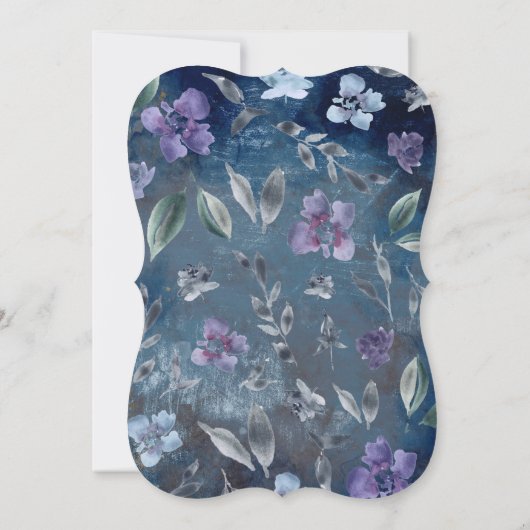 Lila Blumengarten Einladung zur Hochzeit, (Rückseite)