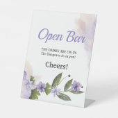Lila Blumengarten Hochzeit Open Bar Sockelschild (Vorderseite)