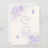 Lila Blumengarten Hochzeit Save The Date (Vorderseite)