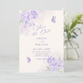 Lila Blumengarten Hochzeit Save The Date (Stehend Vorderseite)