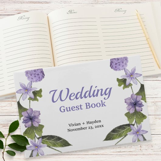 Lila Blumengarten HochzeitsGästebuch Gästebuch