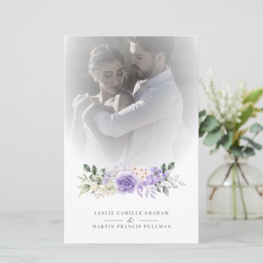 Lila Blumengarten Romantische Hochzeit des Fotos (Stehend Vorderseite)