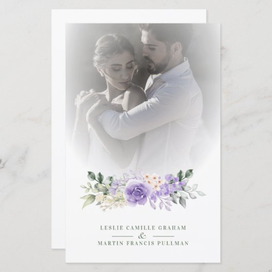 Lila Blumengarten Romantische Hochzeit des Fotos (Vorne/Hinten)