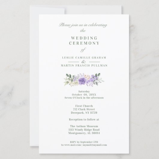 Lila Blumengarten Romantische Hochzeit des Fotos (Rückseite)