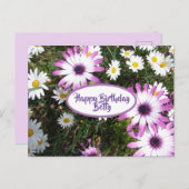 Lila Blumengarten "White Daisy Flower Garden" zum  Postkarte (Vorne/Hinten)