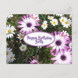 Lila Blumengarten "White Daisy Flower Garden" zum  Postkarte