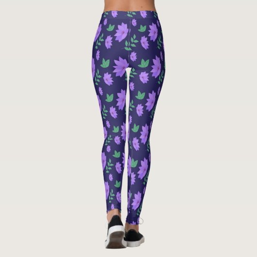 Lila Blumengartendruck Leggings (Rückseite)