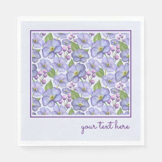 Lila Blumengartenpapier Napkin Serviette (Vorderseite)