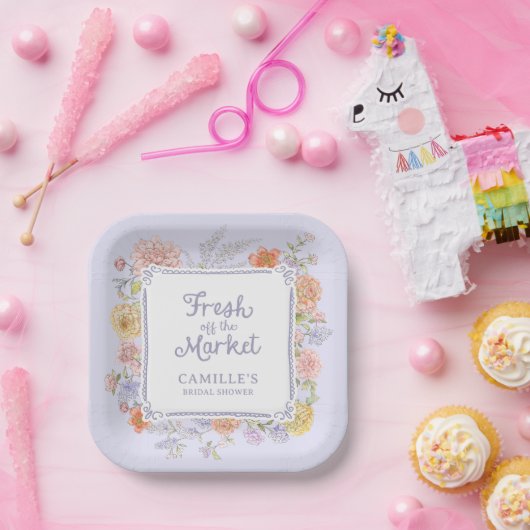 Lila Blumengebäck - Brautparty frisch vom Markt Pappteller (Party)