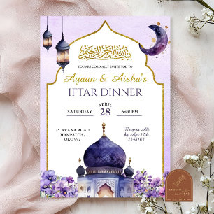 Lila Blumengebinde Islam-Eid-Iftar-Abendessen Einladung