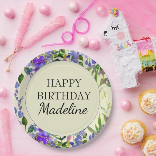 Lila Blumengebirgsparty Pappteller (Party)