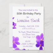 Lila Blumengeburt Einladung (Vorderseite)