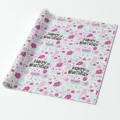 Lila Blumengeburtenpapier Geschenkpapier (Ungerollt)