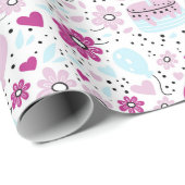 Lila Blumengeburtenpapier Geschenkpapier (Rolleneckpunkt)