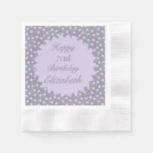 Lila Blumengeburtstag Serviette (Vorderseite)