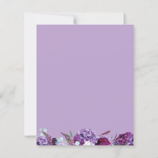 Lila Blumengeometrie-Rose-Hochzeit (Rückseite)