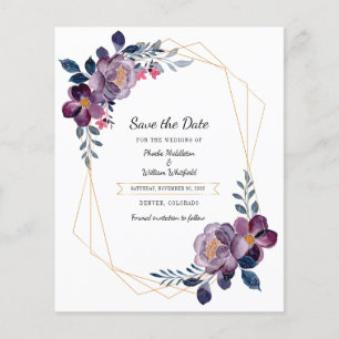 Lila Blumengeometrisches Save-The-Date Flyer