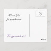 lila Blumengeschäft dank You Cards Postkarte (Rückseite)