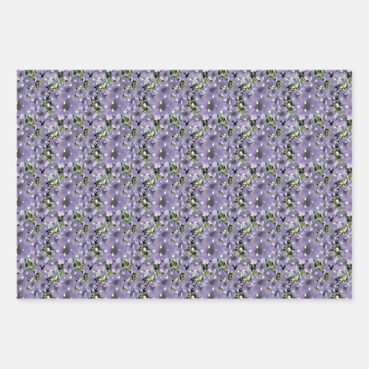 Lila Blumengeschenk für Wasserfarben Geschenkpapier Set (Vorderseite 3)