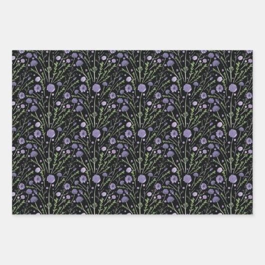 Lila Blumengeschenk für Wasserfarben Geschenkpapier Set (Vorderseite 2)