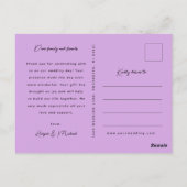 Lila blumengeschichtliches Foto vielen Dank Postkarte (Rückseite)