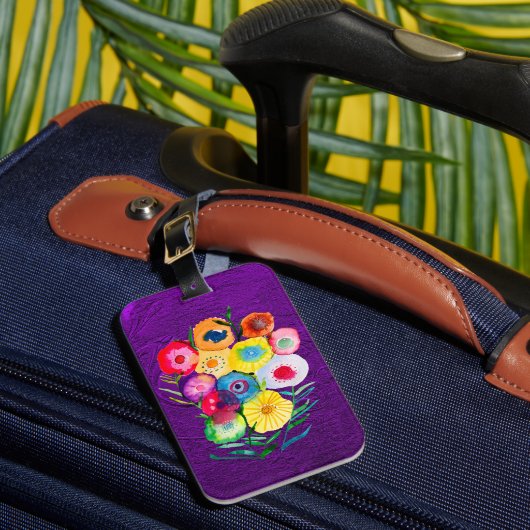 Lila, blumengeschmückte Blume Gepäckanhänger (Vorderseite Insitu 1)