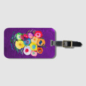 Lila, blumengeschmückte Blume Gepäckanhänger (Vorderseite (Horizontal))