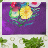 Lila, blumengeschmückte Blume Geschirrtuch (Gefaltet)