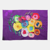 Lila, blumengeschmückte Blume Geschirrtuch (Horizontal)