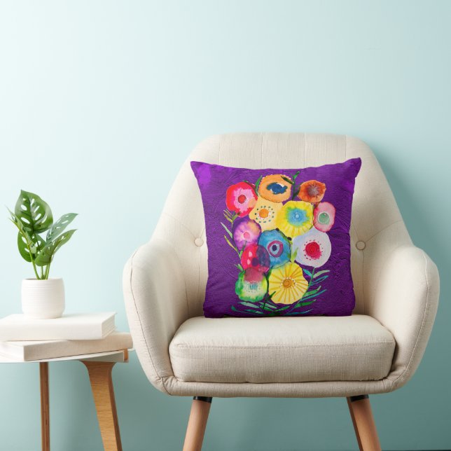 Lila, blumengeschmückte Blume Kissen (Stuhl )