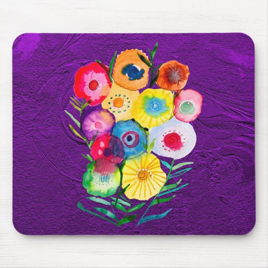Lila, blumengeschmückte Blume Mousepad (Vorne)