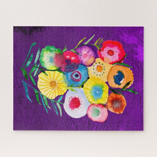 Lila, blumengeschmückte Blume Puzzle (Horizontal)