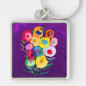 Lila, blumengeschmückte Blume Schlüsselanhänger (Vorne)