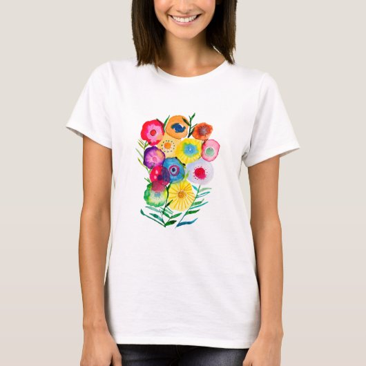 Lila, blumengeschmückte Blume T-Shirt (Vorderseite)