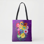 Lila, blumengeschmückte Blume Tasche (Vorderseite)